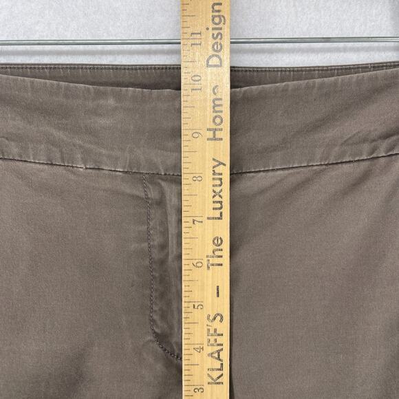 EILEEN FISHER Pants M Organic Cotton Stretch Twill Tapered Cropped Cuff Brown - Picture 12 of 14